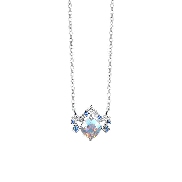 Wholesale Women's S925 Sterling Silver Twelve Constellation Inlaid Zircon Pendant Necklace Cross Chain Light Luxury Style