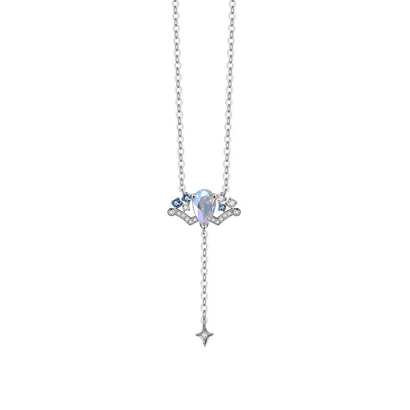 Wholesale Women's S925 Sterling Silver Twelve Constellation Inlaid Zircon Pendant Necklace Cross Chain Light Luxury Style