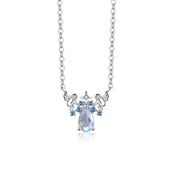 Wholesale Women's S925 Sterling Silver Twelve Constellation Inlaid Zircon Pendant Necklace Cross Chain Light Luxury Style