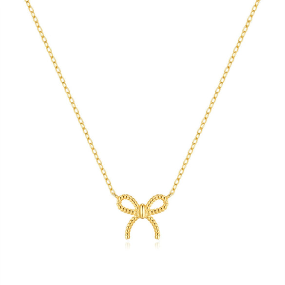 Wholesale Women's S925 Sterling Silver Twist Bow O Chain Necklace With Electroplating Treatment