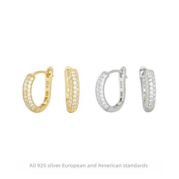Wholesale Women's S925 Sterling Silver Ushape Inlaid Zircon Earrings