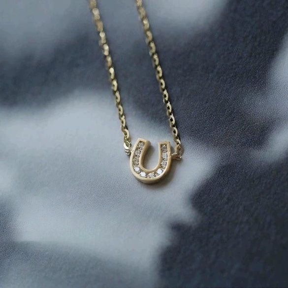 Wholesale Women's S925 Sterling Silver Ushaped Necklace With Gold Plated Horseshoe Letter Pendant Set With Diamonds