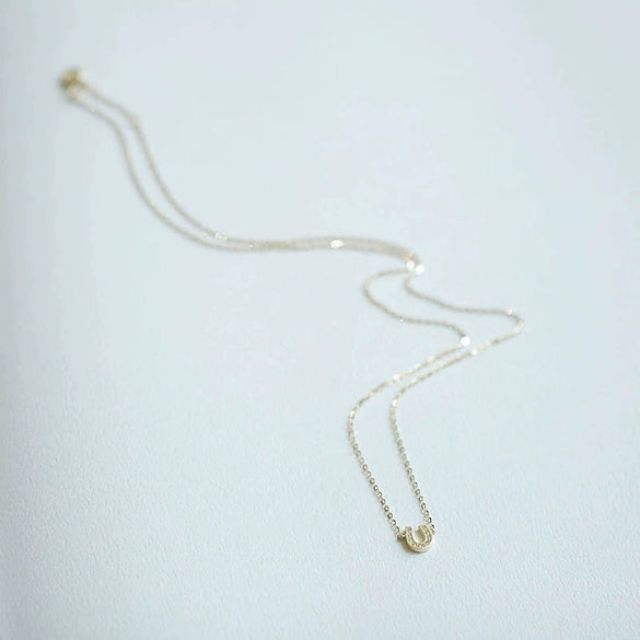 Wholesale Women's S925 Sterling Silver Ushaped Necklace With Gold Plated Horseshoe Letter Pendant Set With Diamonds