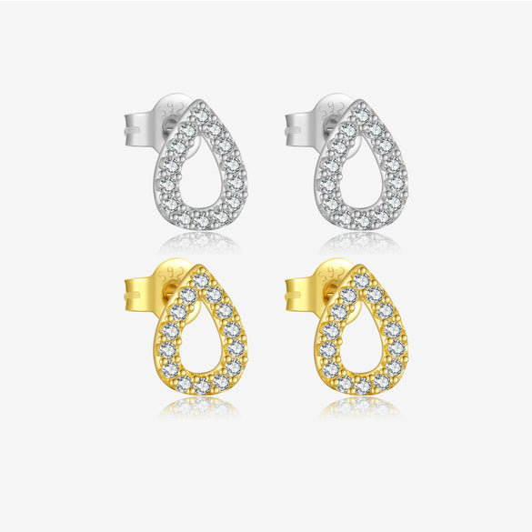 Wholesale Women's S925 Sterling Silver Water Drop Zircon Earrings With Platinum And 18K Gold Electroplating