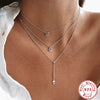 Wholesale Women's S925 Sterling Silver Yshaped Bead Chain Cross Pendant Necklace With Geometric Pattern And Electroplating Treatment