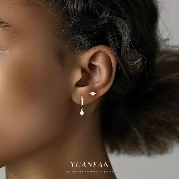 Wholesale Women's S925 Sterling Silver Zircon Petal Earrings Flower Design