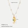 Wholesale Women's Seahorse And Conch Necklace With Turquoise Embellishments Geometric Pattern 18K Gold Plated Titanium Steel Jewelry