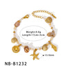 Wholesale Women's Seaside Resort Style Stainless Steel 18K Gold Plated Heart Shape Geometric Necklace Bracelet Combination