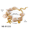 Wholesale Women's Seaside Resort Style Stainless Steel 18K Gold Plated Heart Shape Geometric Necklace Bracelet Combination