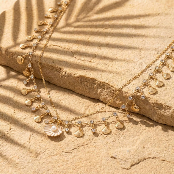 Wholesale Women's Shell Pearl Versatile Body Chain Zinc Alloy Lobster Clasp