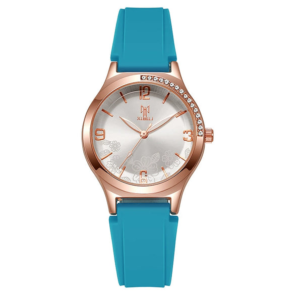 Wholesale Women's Silicone Alloy Watch With Round Dial And Pin Buckle Leisure Style