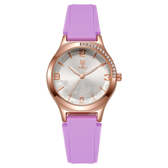 Wholesale Women's Silicone Alloy Watch With Round Dial And Pin Buckle Leisure Style