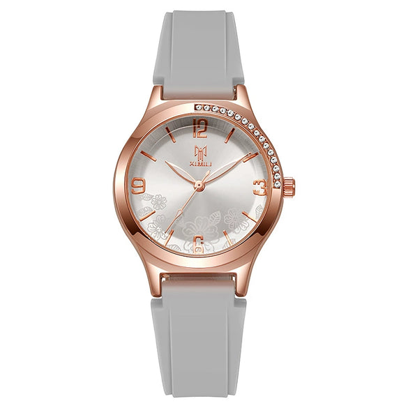 Wholesale Women's Silicone Alloy Watch With Round Dial And Pin Buckle Leisure Style