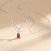 Wholesale Women's 925 Silver Allmatch Antler And Water Drop Zircon Clavicle Necklace With Geometric Pattern