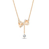 Wholesale Women's 925 Silver Bow Zircon Tassel Collarbone Necklace With Geometric Pattern And Diamond Treatment
