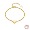Wholesale Women's 925 Silver Bracelet With Love Pendant Geometric Style Electroplated Thick Chain