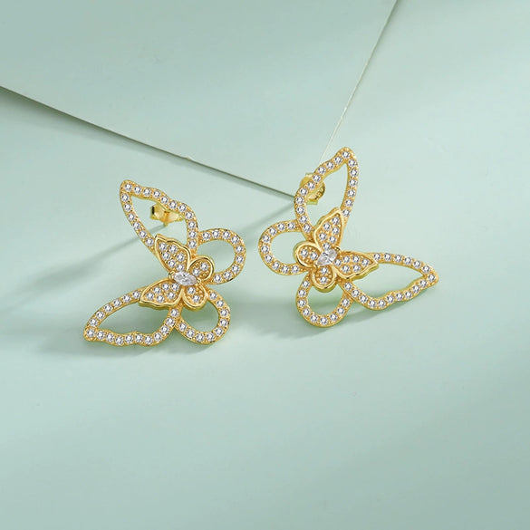 Wholesale Women's 925 Silver Butterfly And Bow Earrings With Diamond Design