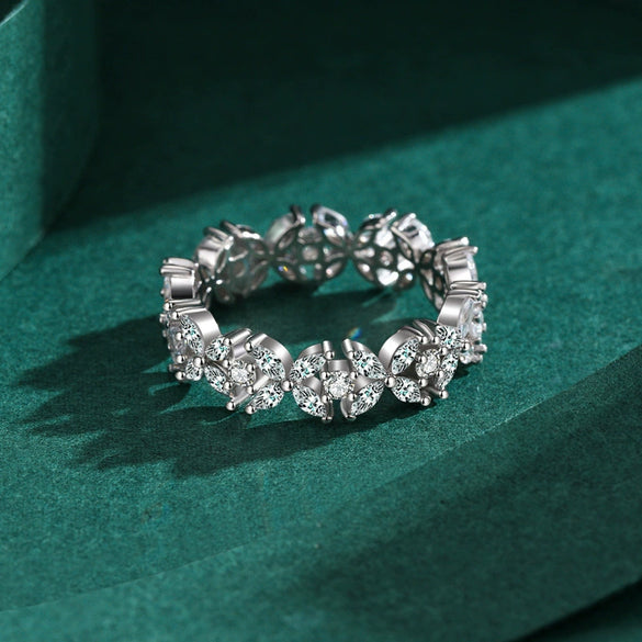 Wholesale Women's 925 Silver Clover Flower Ring With Artificial Diamond Seiko Design