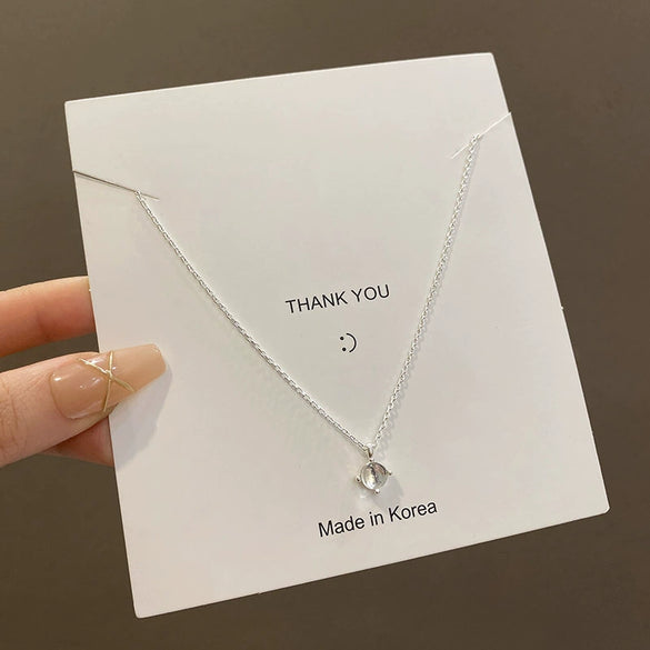 Wholesale Women's Silver Copper Alloy Geometric Circle Zircon Inlaid Electroplated Clavicle Necklace