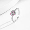 Wholesale Women's 925 Silver Cute Heart Shape Ring With Pink Enamel And Double Diamond Stitching