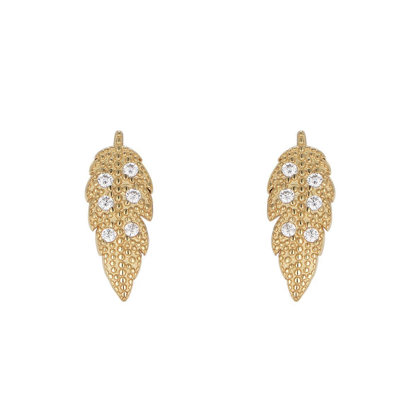 Wholesale Women's 925 Silver Diamond Leaves Earrings Elegant Simple Style