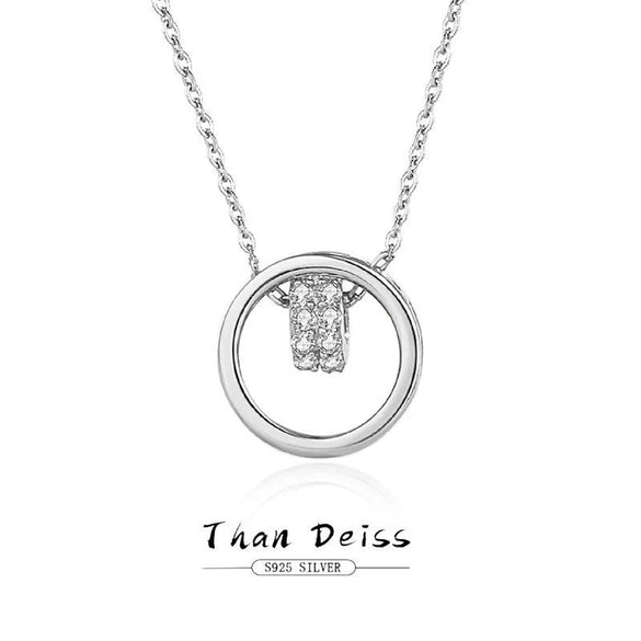 Wholesale Women's 925 Silver Double Circle Allmatch Geometric Cross Chain Necklace With Diamond Design