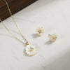 Wholesale Women's 925 Silver Electroplated Geometric Glowing Shell Flower Earrings In Simple Modern Style
