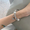Wholesale Women's Silver Electroplated Stainless Steel Heart Crown Beaded Pendant Bracelet Hand Jewelry