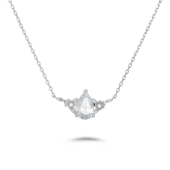 Wholesale Women's 925 Silver Electroplated Water Drop Shape Twist Chain Clavicle Chain With Moissanite And High Carbon Diamond