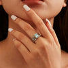 Wholesale Women's Silver 925 Elegant Retro Light Luxury Geometric Hollow Inlaid Zircon Ring With Electroplating