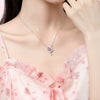 Wholesale Women's 925 Silver Flower Spike Pendant Necklace With Pink Zircon Inlay And Geometric Design