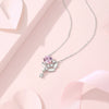 Wholesale Women's 925 Silver Flower Spike Pendant Necklace With Pink Zircon Inlay And Geometric Design