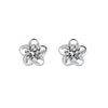 Wholesale Women's Silver Flower Zirconia Earrings Simple Modern Style