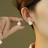 Wholesale Women's 925 Silver Freshwater Pearl Geometric Style Earrings Set With Pearls