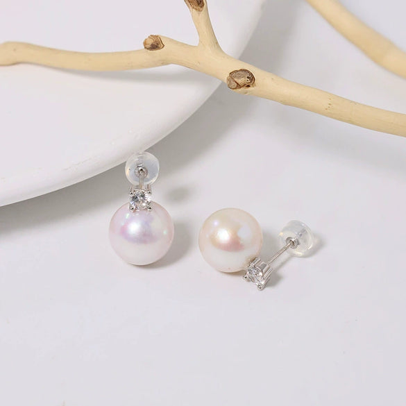 Wholesale Women's 925 Silver Freshwater Pearl Geometric Style Earrings Set With Pearls