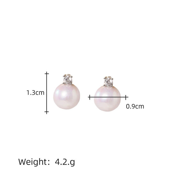 Wholesale Women's 925 Silver Freshwater Pearl Geometric Style Earrings Set With Pearls