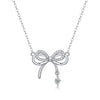 Wholesale Women's 925 Silver Geometric Bow Clavicle Chain Necklace With Moissanite Electroplated Light Luxury Jewelry
