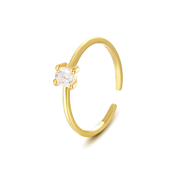 Wholesale Women's 925 Silver Geometric Dropshaped Zircon Inlaid Ring
