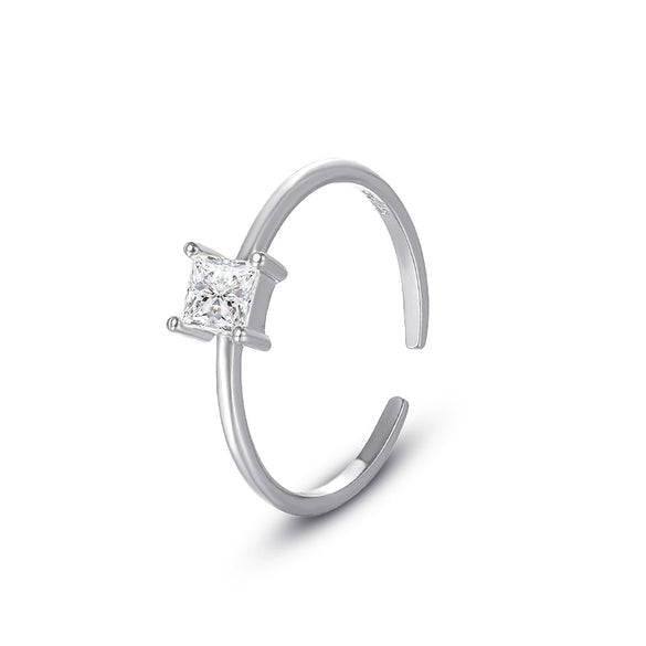 Wholesale Women's 925 Silver Geometric Dropshaped Zircon Inlaid Ring