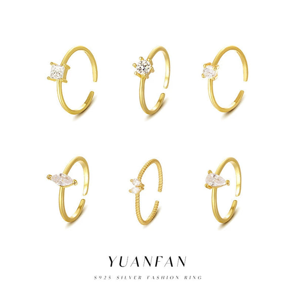 Wholesale Women's 925 Silver Geometric Dropshaped Zircon Inlaid Ring