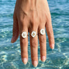 Wholesale Women's 925 Silver Geometric Electroplated Trendy Unique Oildrip Ring