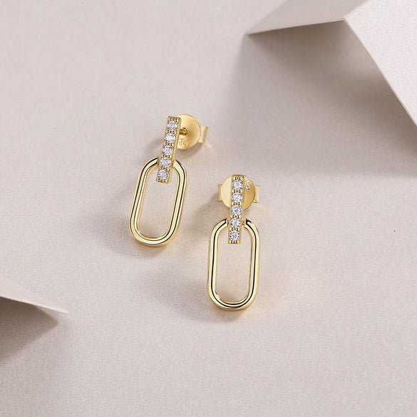 Wholesale Women's 925 Silver Geometric Inlaid Moissanite Fashion Earrings