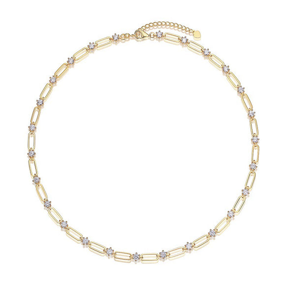 Wholesale Women's 925 Silver Geometric Inlay Moissanite Necklace