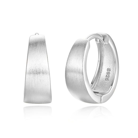 Wholesale Women's 925 Silver Geometric Matte Flower Simple Wide Electroplated Earrings