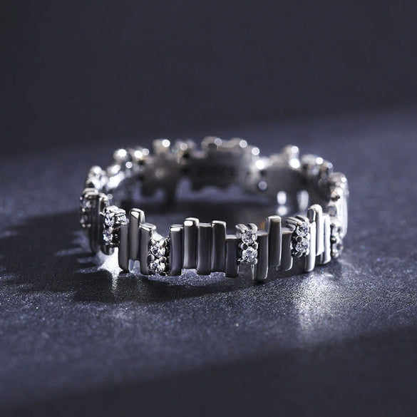 Wholesale Women's 925 Silver Geometric Maze Ring With Zircon Design And Niche Style
