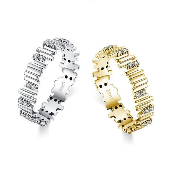 Wholesale Women's 925 Silver Geometric Maze Ring With Zircon Design And Niche Style
