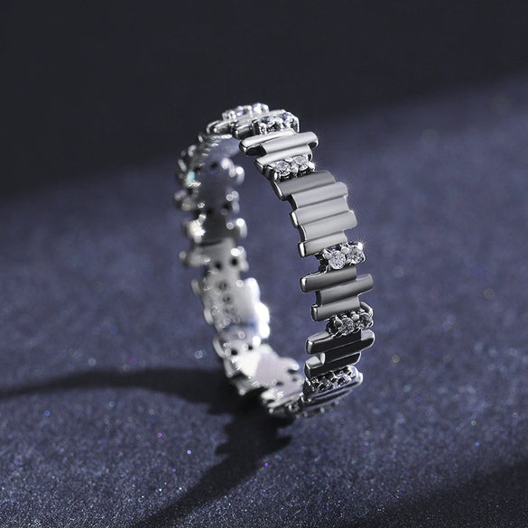 Wholesale Women's 925 Silver Geometric Maze Ring With Zircon Design And Niche Style