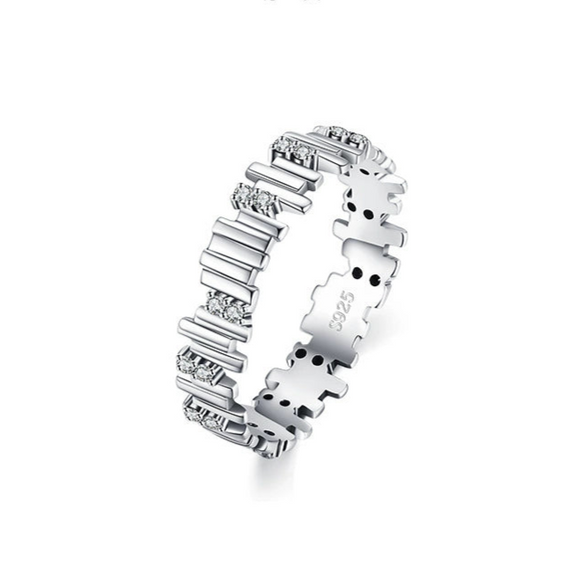 Wholesale Women's 925 Silver Geometric Maze Ring With Zircon Design And Niche Style