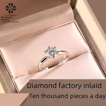 Wholesale Women's 925 Silver Geometric Moissanite Inlaid Open Ring