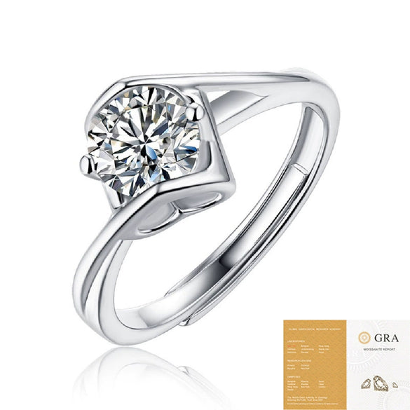 Wholesale Women's 925 Silver Geometric Moissanite Inlaid Open Ring